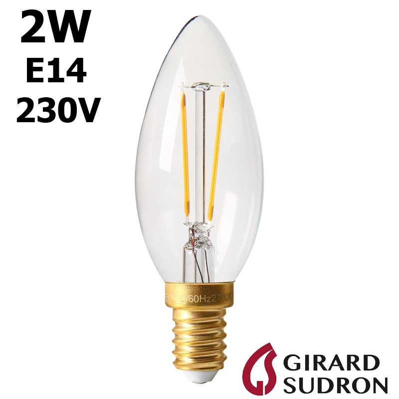 Ampoule flamme lisse 2W E14 - GIRARD SUDRON C35