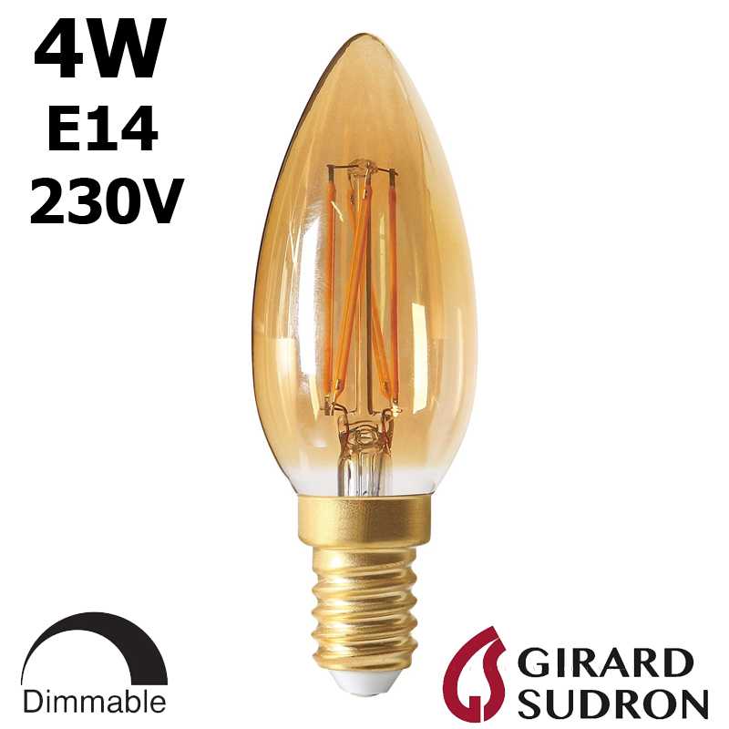 Ampoule Lampe C35 E14 '' Coup de vent'' Led Filament droit 4W