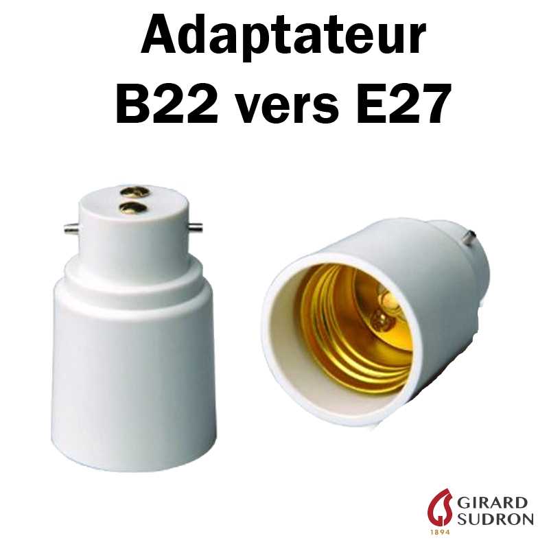 Lampe adaptateur Socket B22 Baïonnette à E27 à visser Ampoule