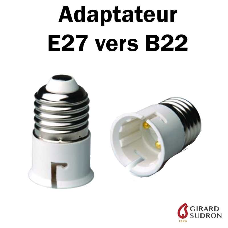 FOUTP Douille Adaptateur B22 vers E27, Adaptateurs de Conversion pour  Passer de B22 à E27, Transformation de Baïonnette à Visser, pour Utiliser  de