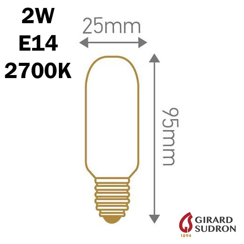 Set de 2x Lampe frigo T25 Led, E14, 2 W, remplace 20 W, blanc froid 6000 K,  200 lm