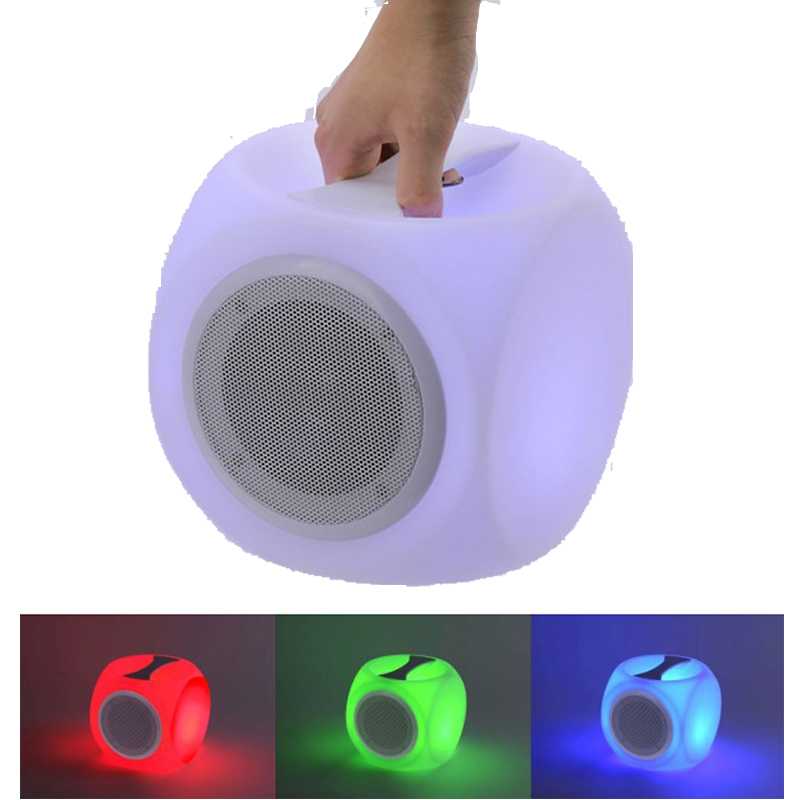 Centre de table cylindre lumineux LED enceinte Bluetooth multicolore  rechargeable