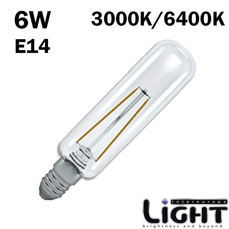 Ampoule LED tubulaire filament 6W E14 T30 INTEREUROP LIGHT T301406C