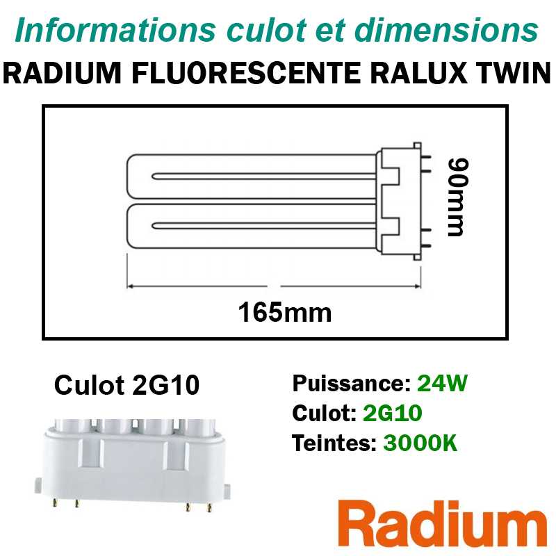 DIMENSIONS RALUX TWIN 24W 2G10