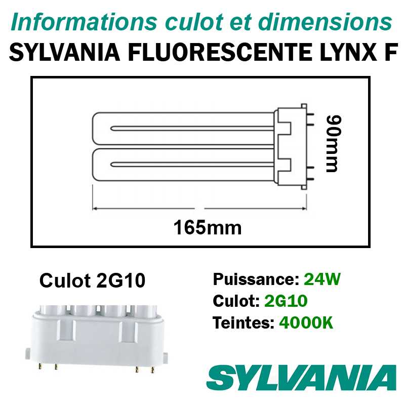 DIMENSIONS SYLVANIA LYNX F 24W 2G10