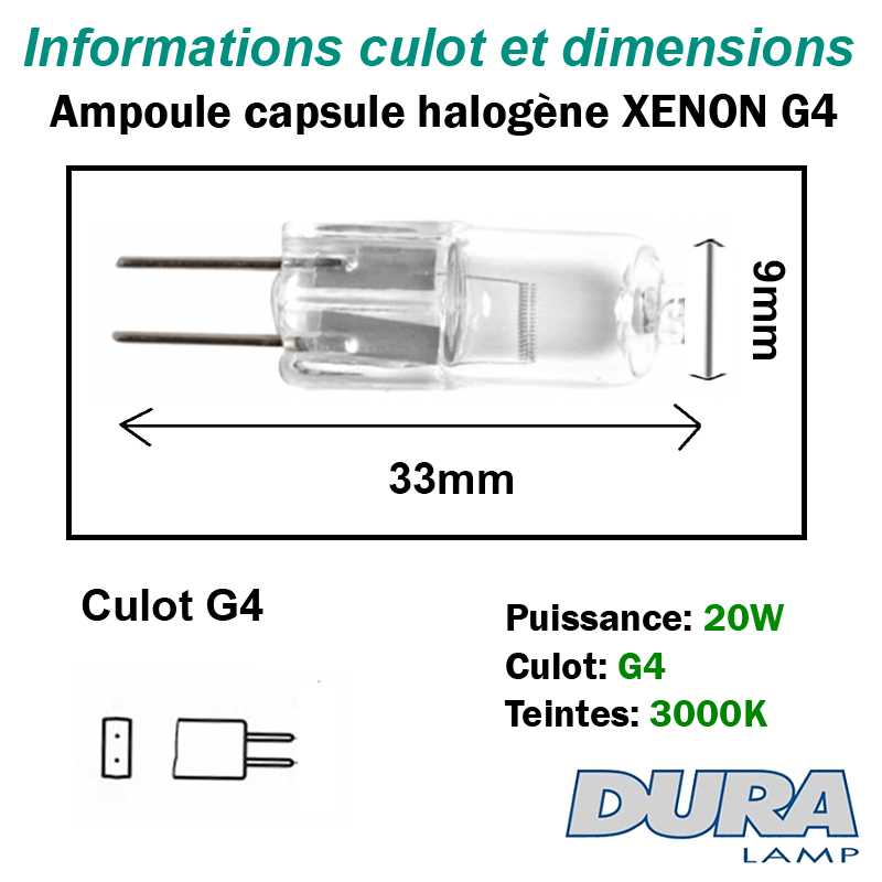 dimensions capsule 20w g4 xenon