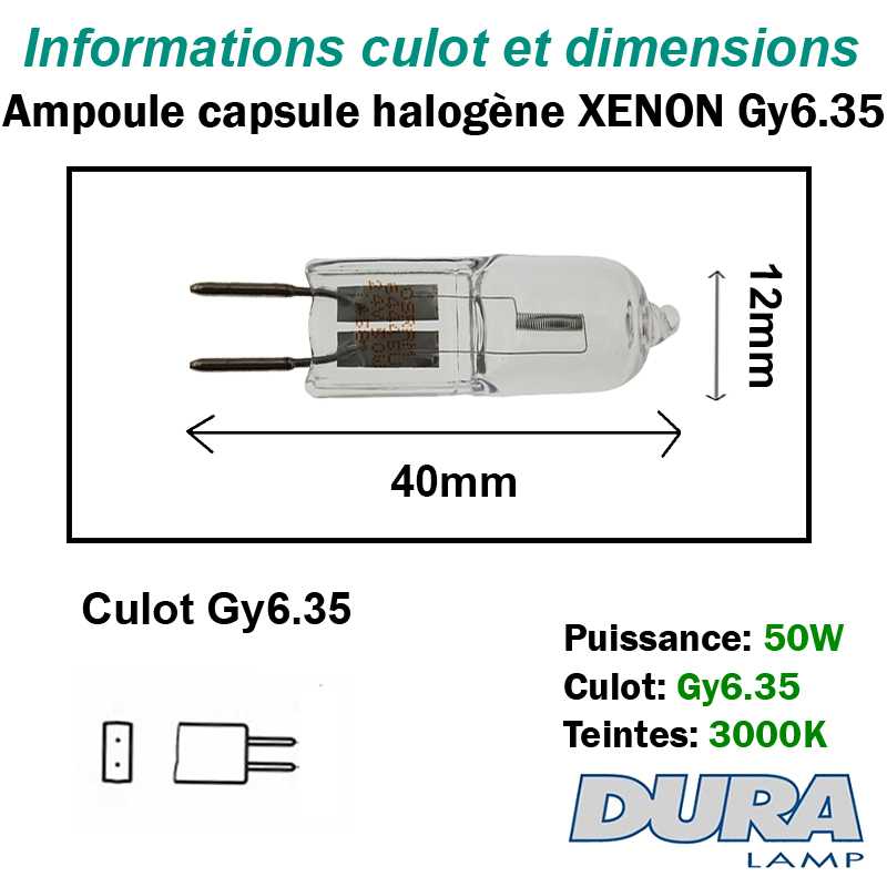 ampoule halogène 50W Gy6.35 xenon ampoule halogène 50W Gy6.35 xenon