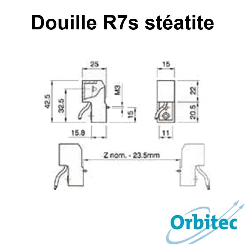 dimensions Douille R7s stéatite