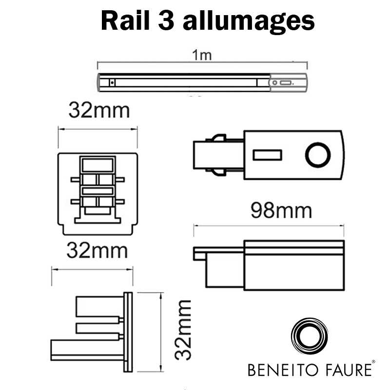 dimensions rail 3 allumages beneito