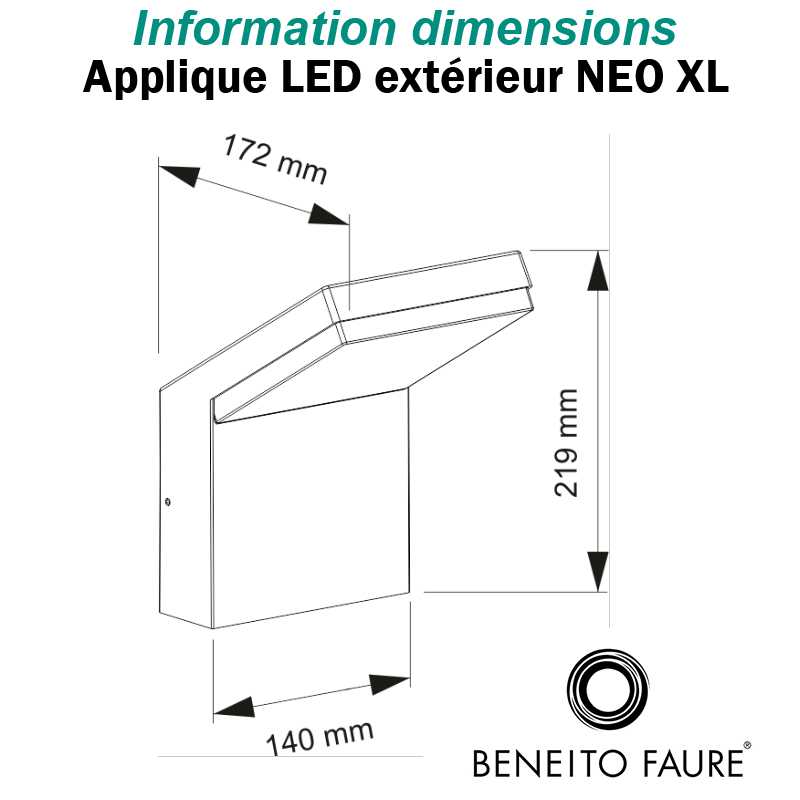 DIMENSIONS APPLIQUE BENEITO NEO 18W