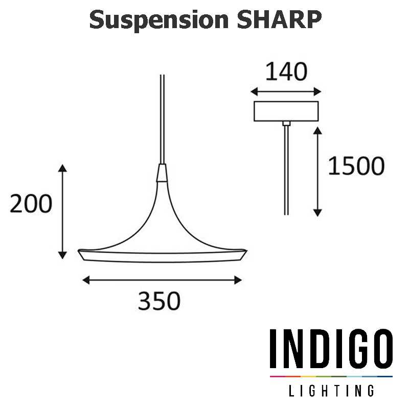 Dimensions suspension LED INDIGO SHARP