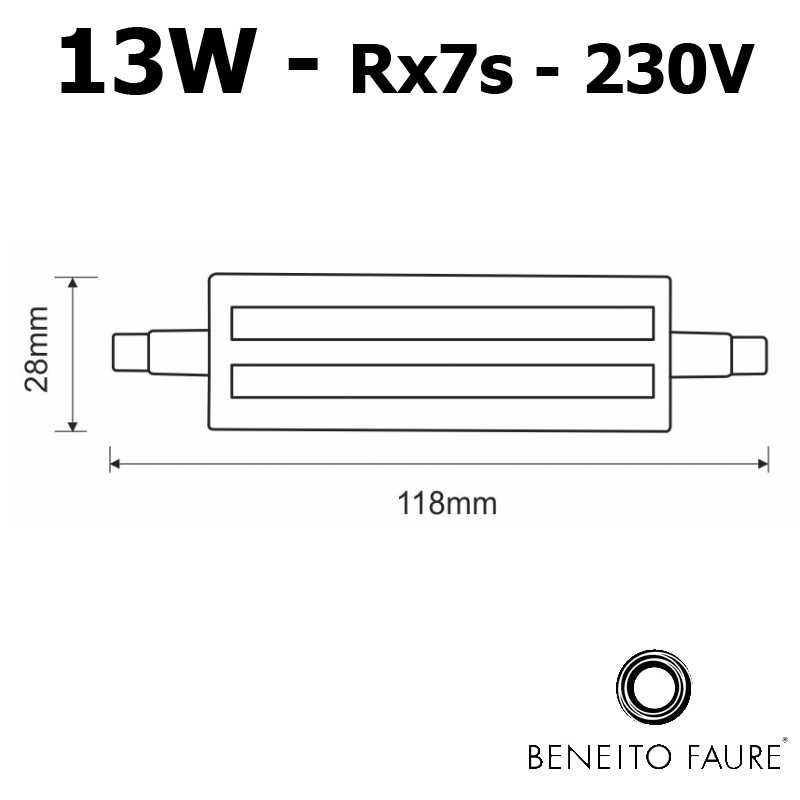 Dimensions tube LED R7s 13W