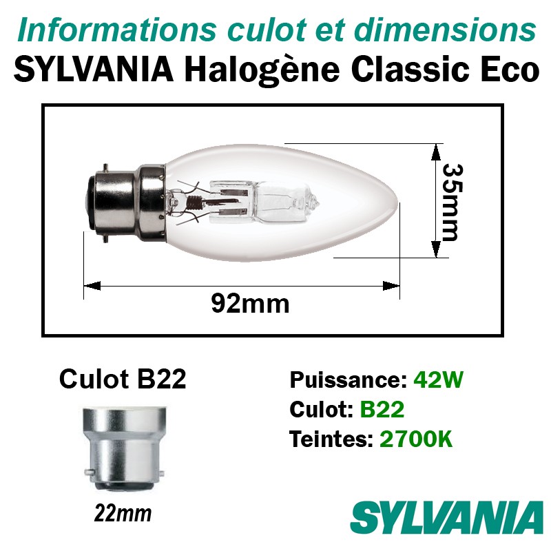 Sylvania halogène flamme 0023774