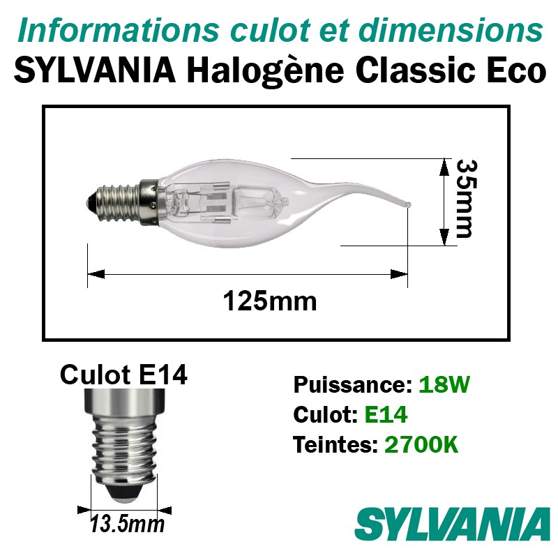 Sylvania halogène classic éco flamme coup de vent 0023734