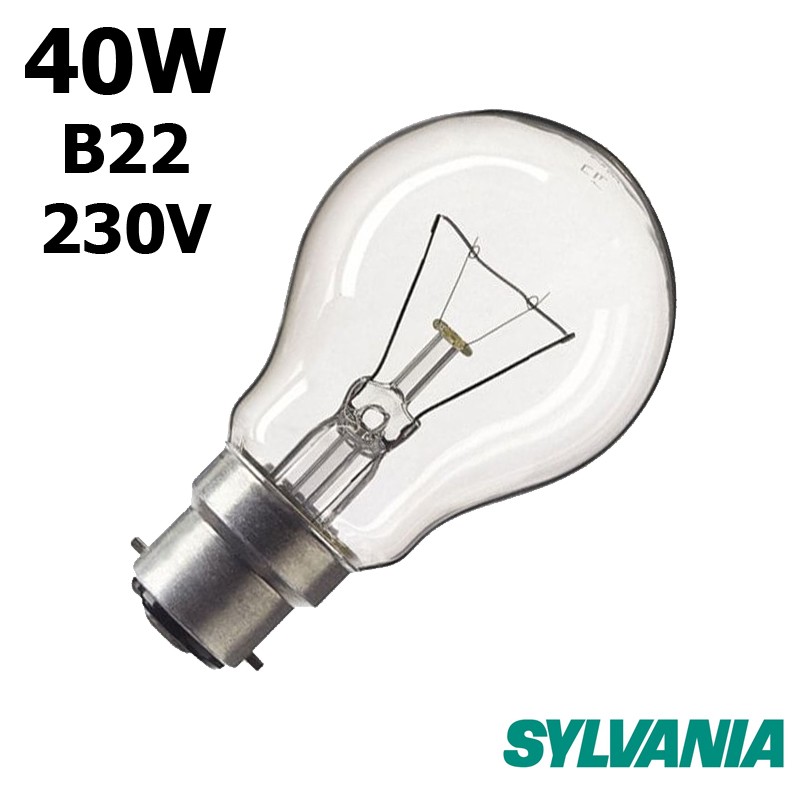 Ampoule 40W B22 230V - Lampe claire à incandescence avec filament