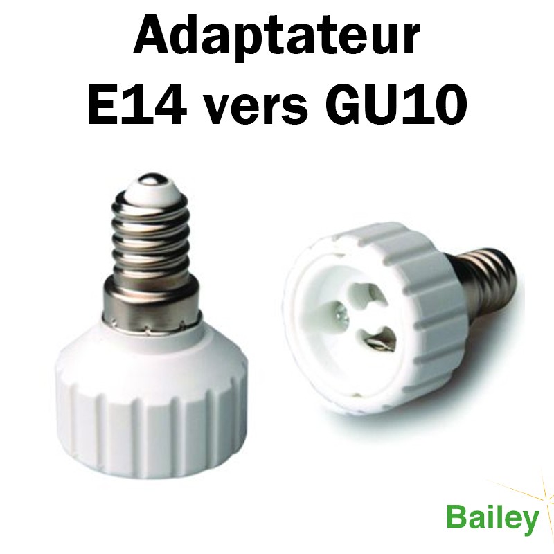 Aiwode Convertisseur Douilles E14 vers GU10,Adaptateur de douille pour Ampoules LED et Ampoules Halogènes Puissance Maximale 200W,0~250V,120 Degrés Résistant à la Chaleur,Lot de 10. 