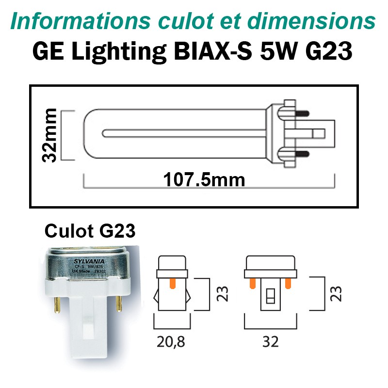 GE LIGHTING BIAX-S 5W G23