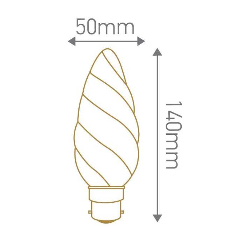 Ampoule filament LED flamme torsadée géante - 4W, Culot B22, 230V