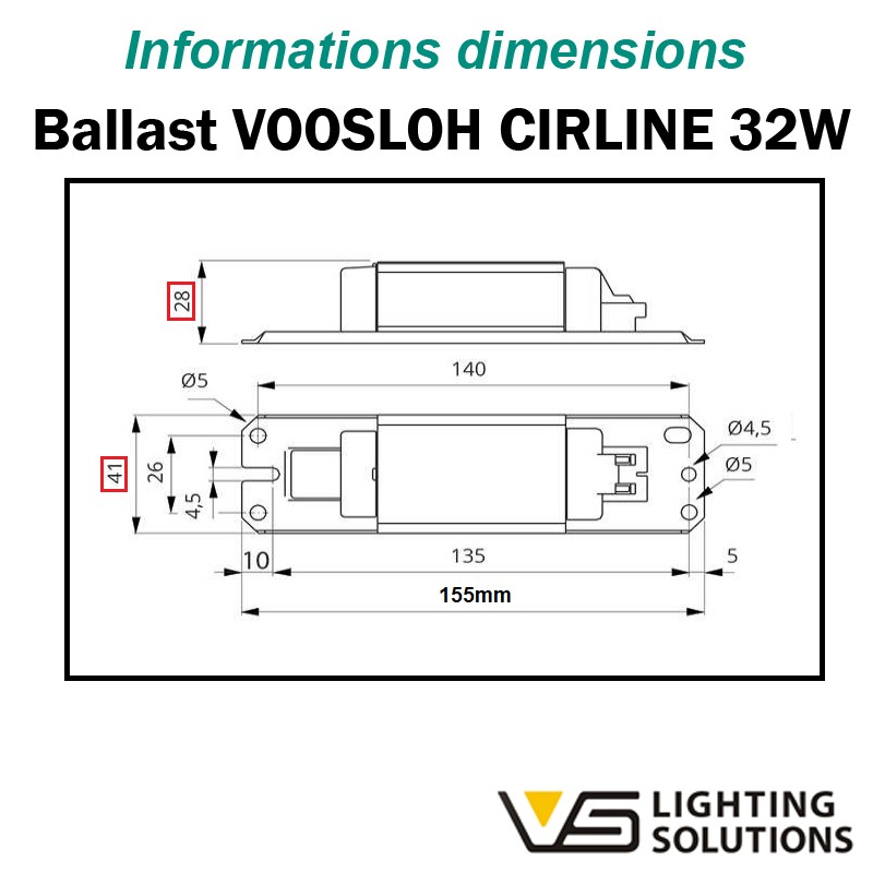 Dimension ballast VOSSLOH LN 36.570