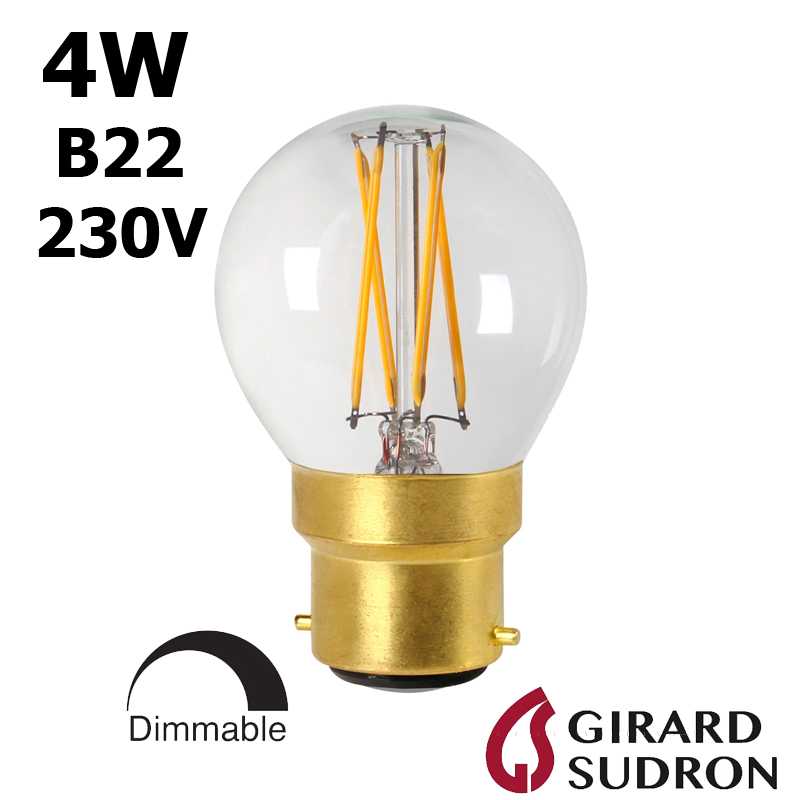 Lot de 5 Ampoules Led Flamme Coup de Vent Filament 4 watt (éq. 42 Watt)  Culot B22 à baïonnette