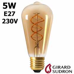 Sudron - Ampoule Edison à LED E27 filament torsadé 8W - Habitat