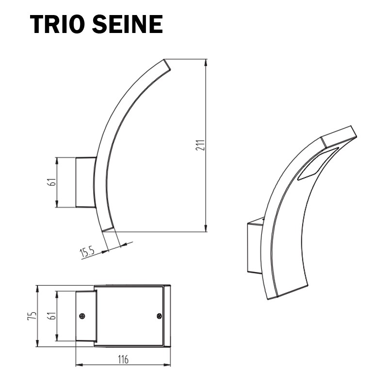 TRIO RHINE APPLIQUE LED 2x4.5W + DETECTEUR