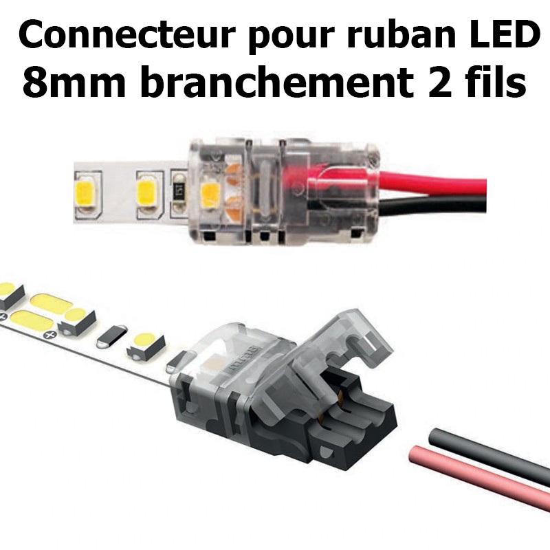 Connecteur Ruban LED 2 Broches 8mm Connecteur LED 12PCS Sans