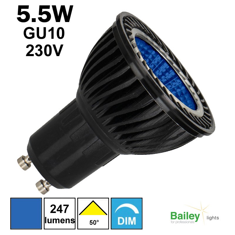 Ampoule LED GU10 1W bleu 120° pour balisage