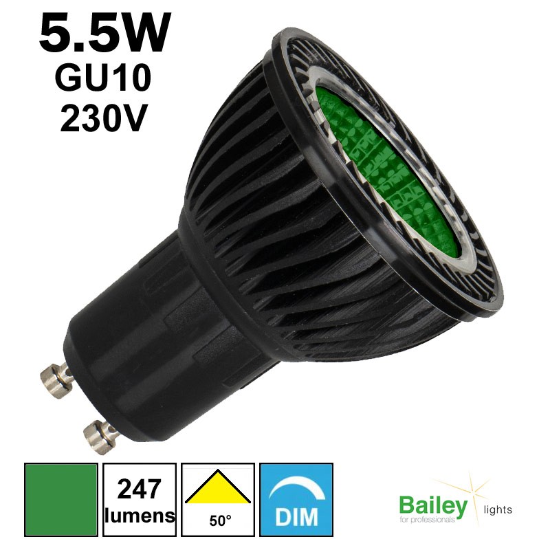 Ampoule GU10 verte 5.5W 230V - Lampe LED BAILEY 143308