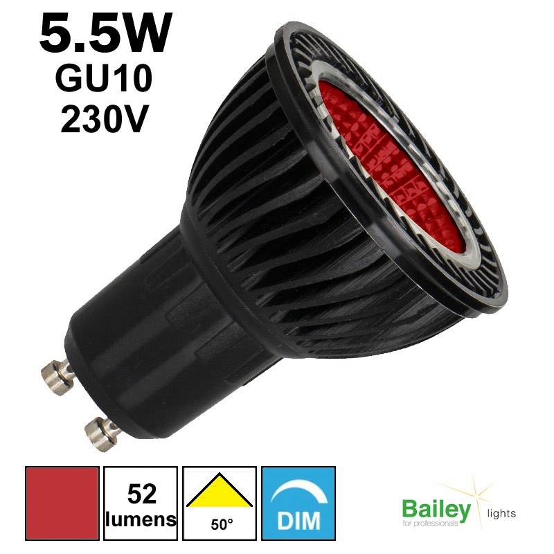 Ampoule GU10 rouge 5.5W 230V - Lampe LED BAILEY 143307