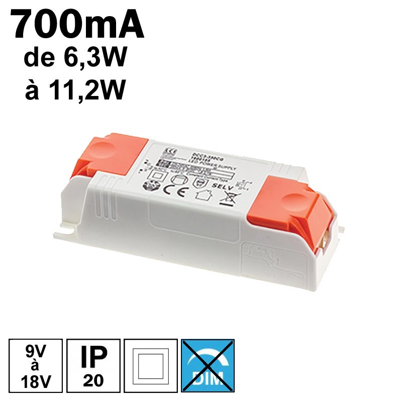 LCI 1600121 - Alimentation LED 700mA de 6,3W à 11,2W LCI 1600121 - Alimentation LED 700mA de 6,3W à 11,2W