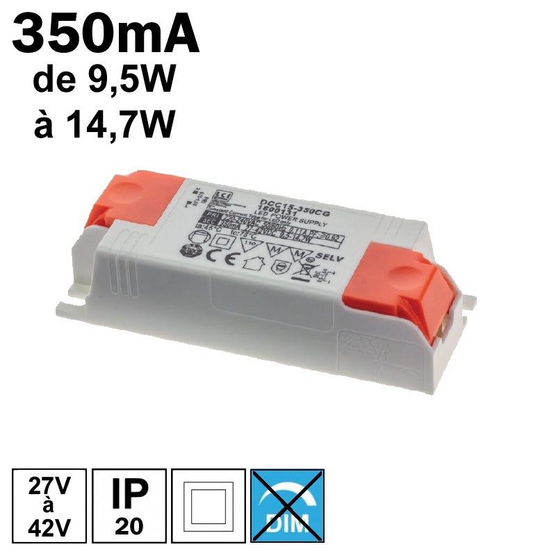 Alimentation LED 350mA de 9,5W à 14,7W