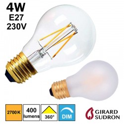 Ampoule E27 filament spiralé incandescente 40W - Blanc chaud