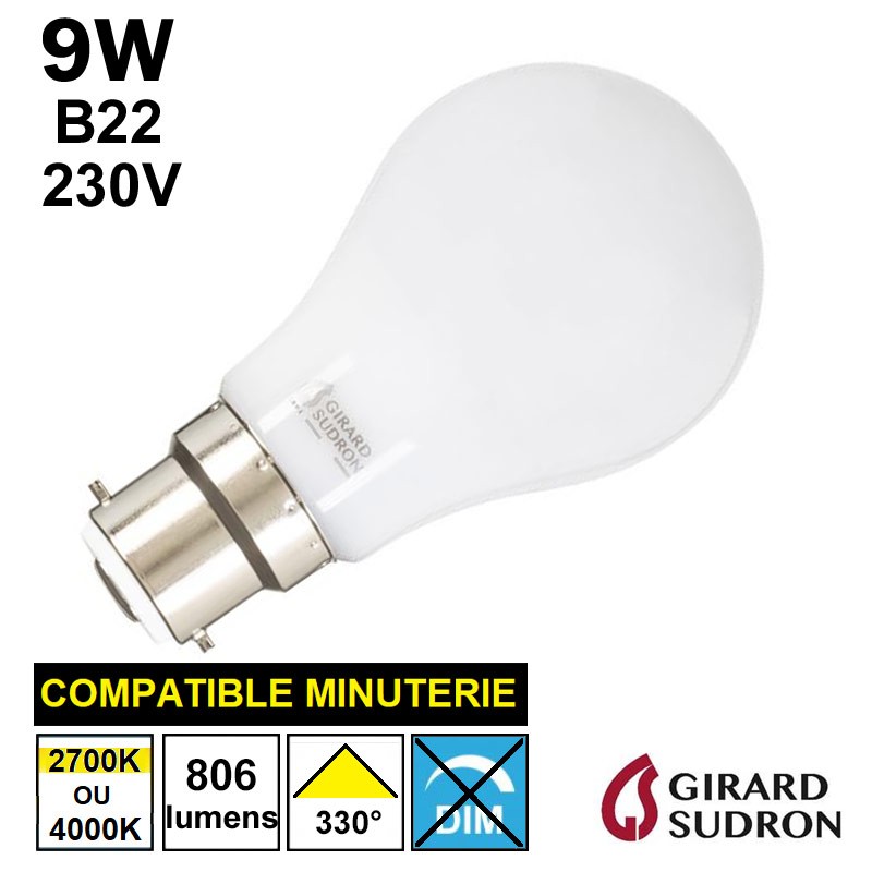 Ampoule standard LED 9W B22 GIRARD SUDRON