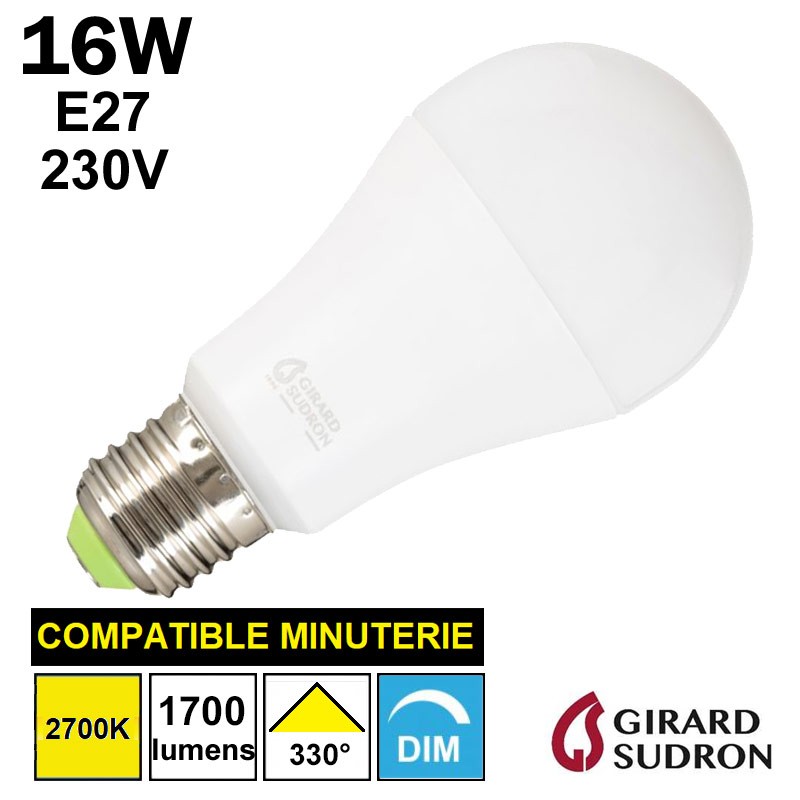 Ampoule LED 16W E27 2700k (blanc chaud) 1700lm Dimmable