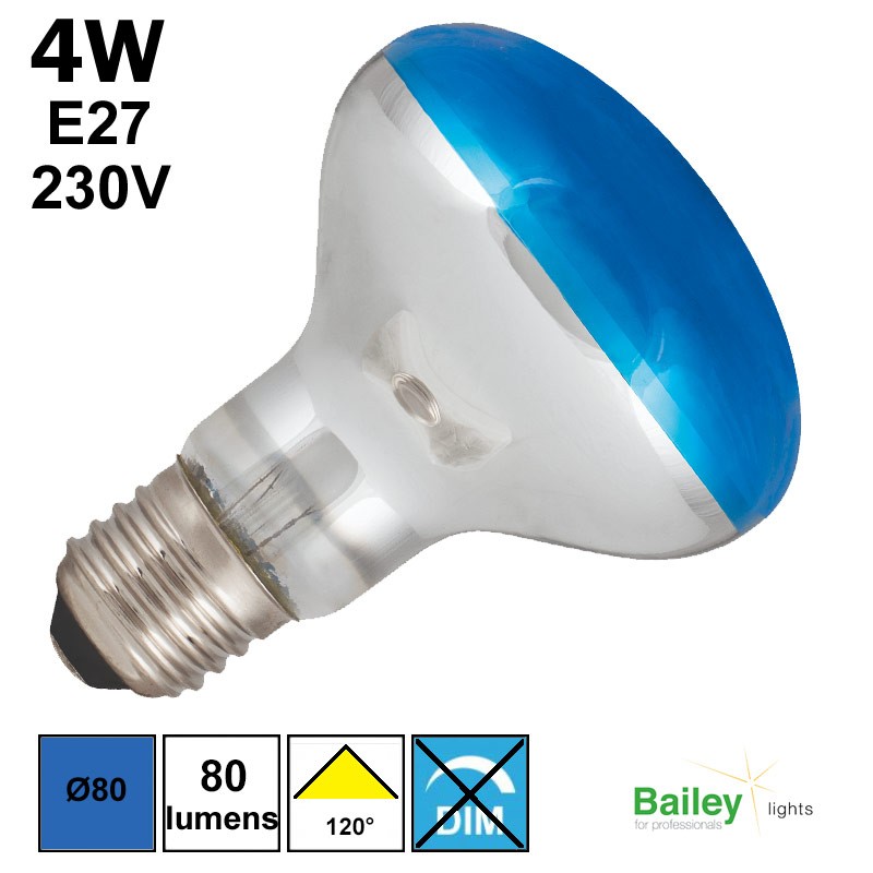 Spot LED bleu R80 4W E27 230V
