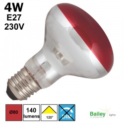 Spot LED rouge R80 4W E27 230V