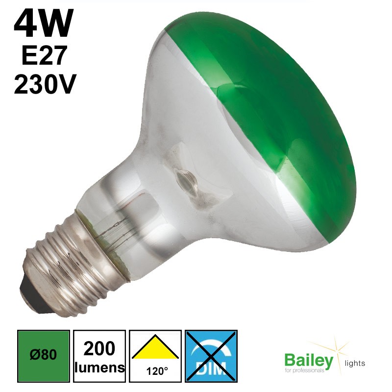 Spot LED vert R80 4W E27 230V