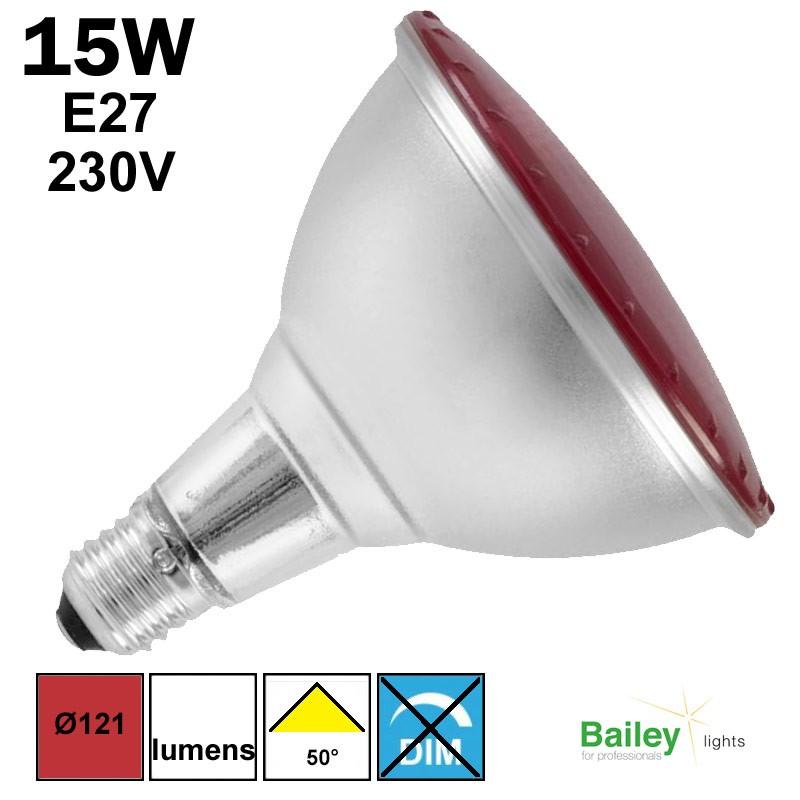 Spot LED rouge PAR38 15W E27 230V