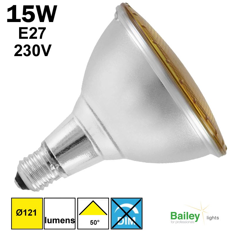 Spot LED jaune PAR38 15W E27 230V
