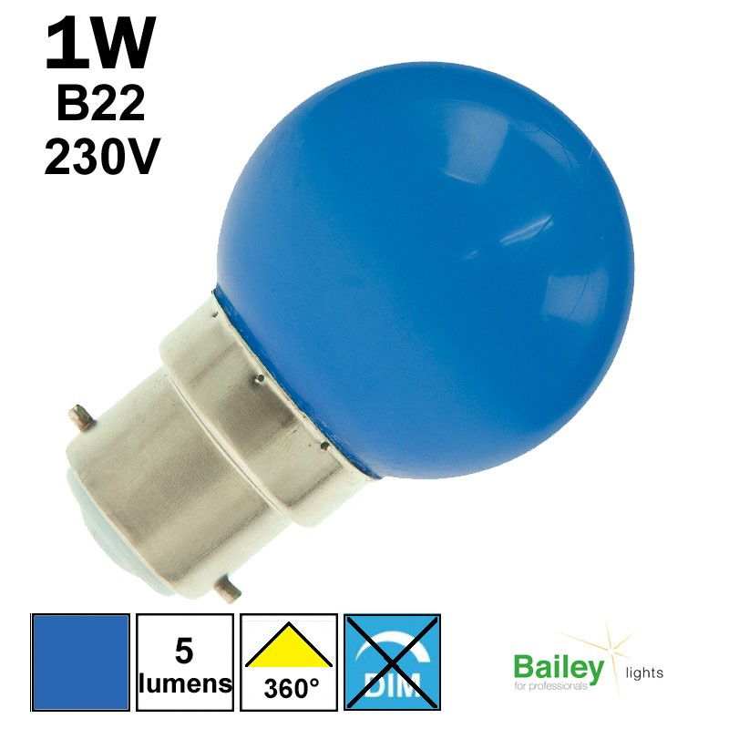 Ampoule bleue B22 - sphérique de guirlande