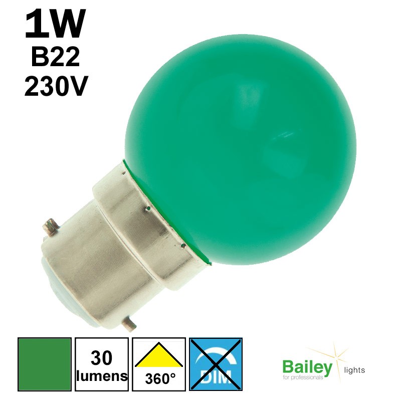 Ampoule verte B22 - sphérique de guirlande