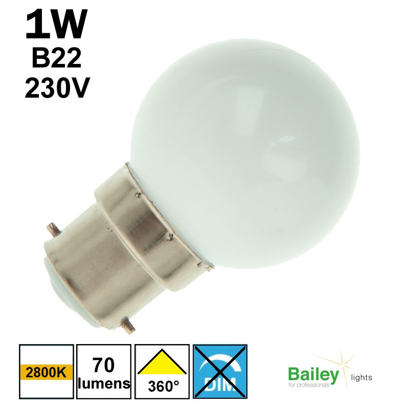 Ampoule LED 4W B22 LED G45 Blanc chaud