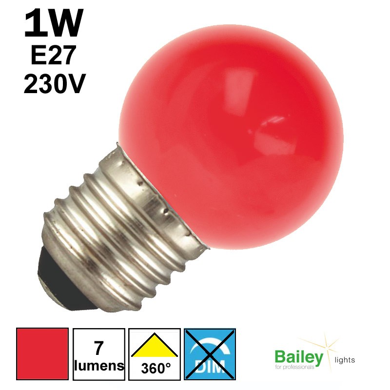 Lampe de guirlande rouge - Ampoule sphérique LED 1W E27 230V