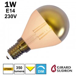 Ampoule sphérique calotte dorée E14