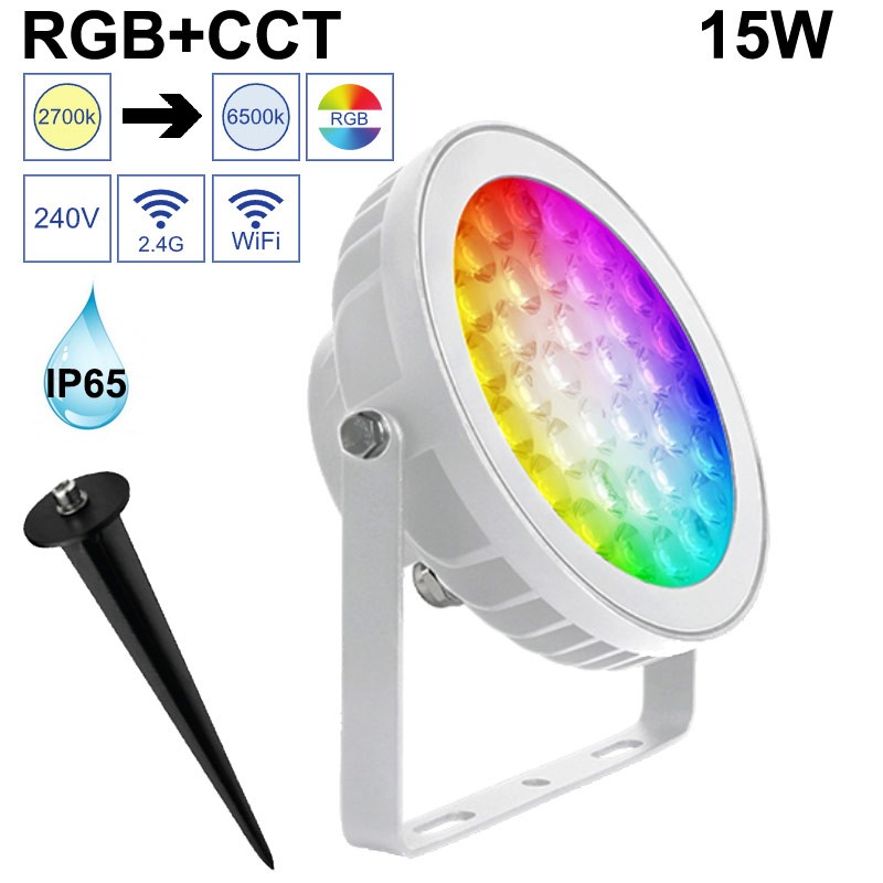 Projecteur blanc RGB CCT, luminaire 15W connecté - GAP GL15-ECHO-W