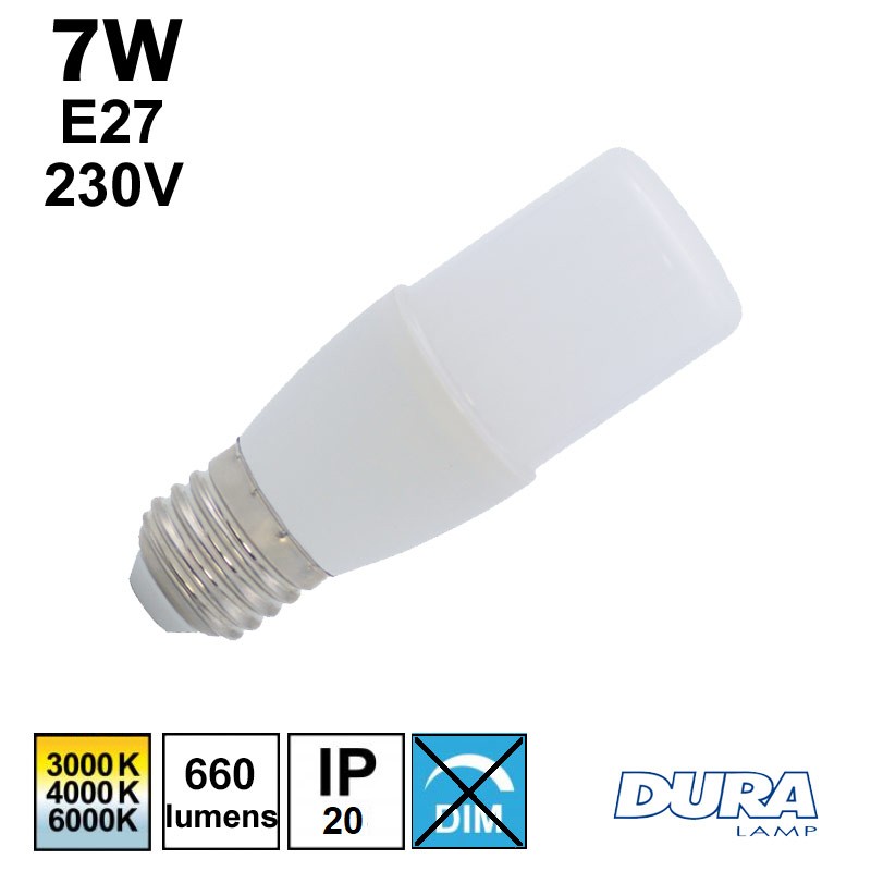 Ampoule LED tubulaire - DURALAMP 7W E27 230V