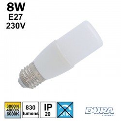 Ampoule LED tubulaire - DURALAMP 8W E27 230V