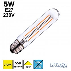 Ampoule LED tubulaire claire 5W E27 - Duralamp
