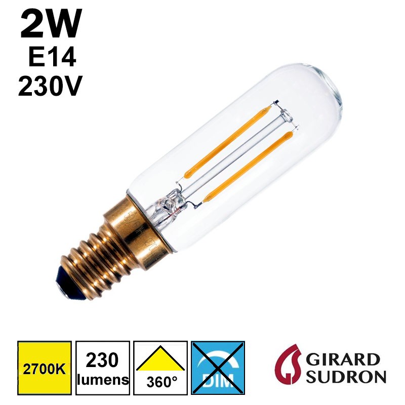 Ampoule LED tubulaire claire 2W E14 - GIRARD SUDRON 18464
